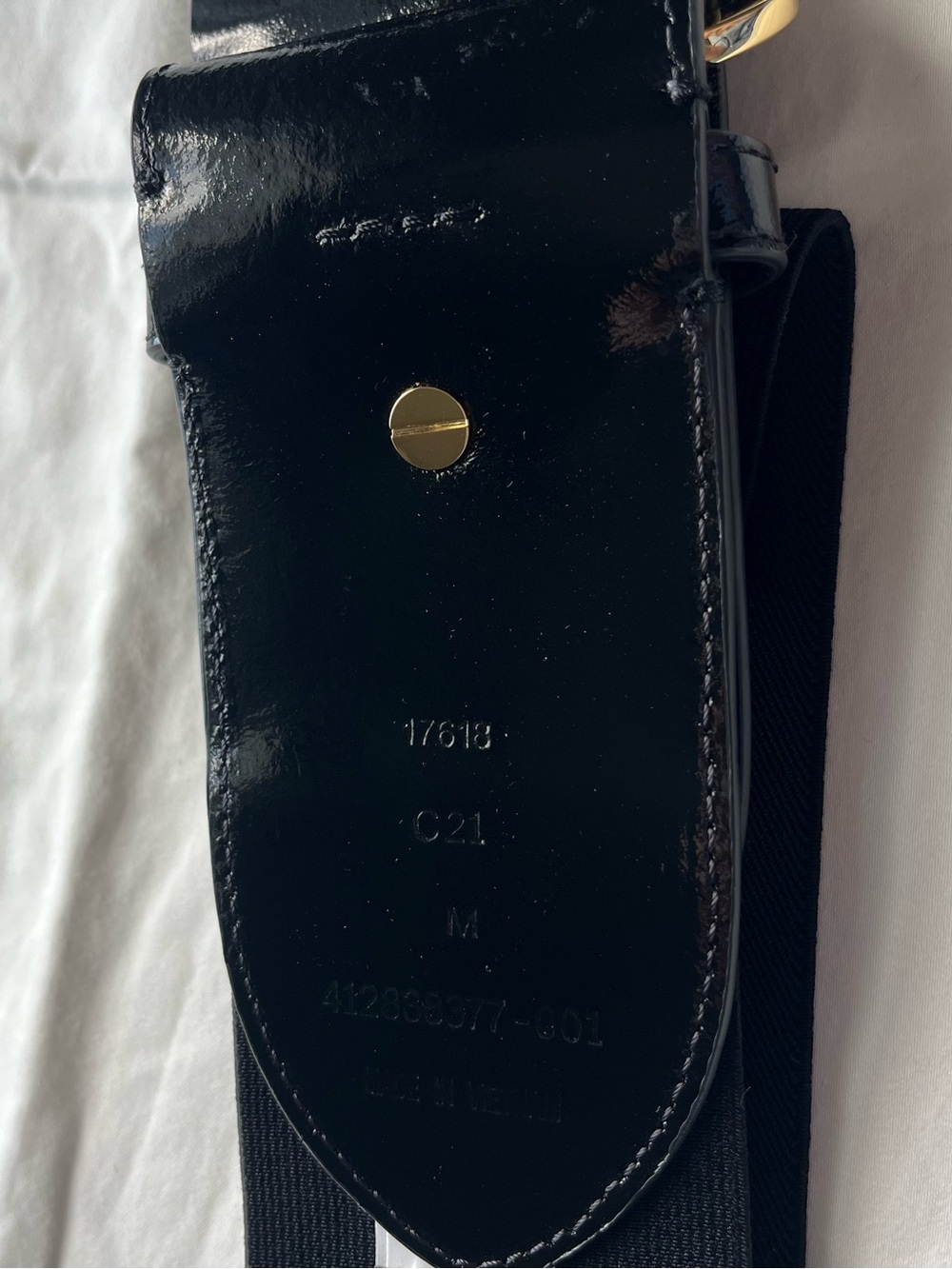 Lauren Ralph Lauren Black Patent Leather and Elastic Tab Stretch Belt Sz Med EUC - Picture 7 of 14